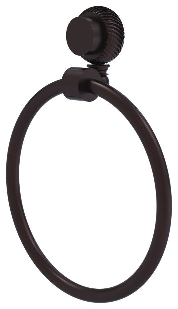 Venus Towel Ring With Twist Accent, Antique Bronze