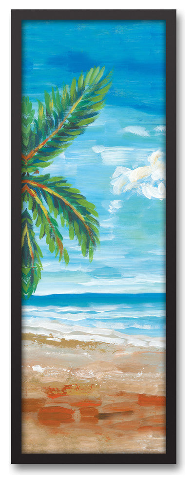 Beach Scene  12x36 Black Framed Canvas