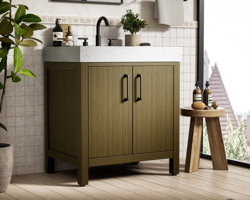 Home Living 30" Single Bathroom Vanity, Chestnut Brown