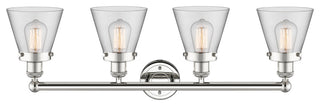Edison Cone 4-Light 34" Bath Vanity Light, Polished Nickel Finish, Clear Shade