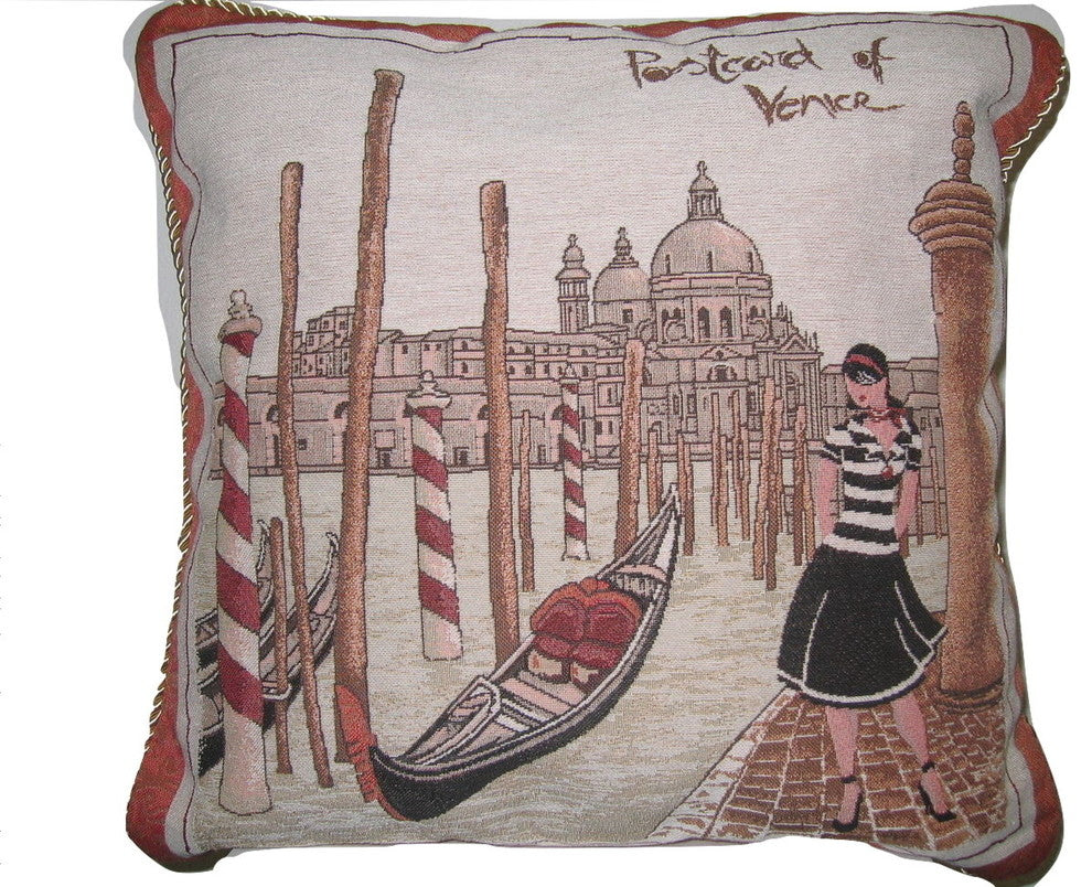 Venice Postcard Throw Pillow Cover