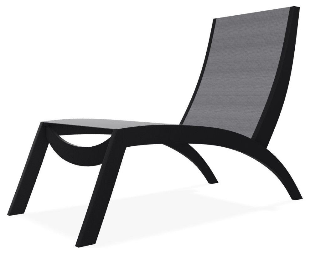 Dune Sling Stackable Outdoor Hydro-Lounge Chaise, Augustine Pewter/Black
