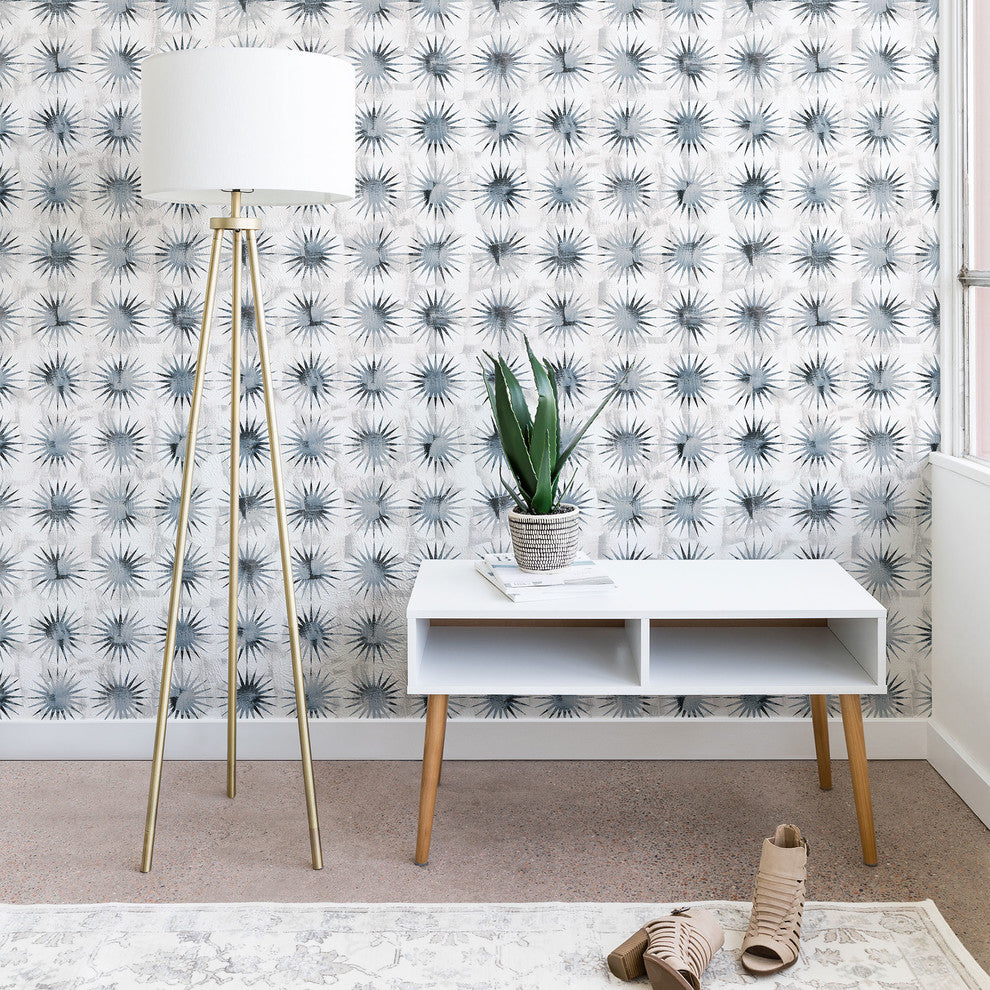 Deny Designs Schatzi Brown Aviana Starburst White Wallpaper, Blue, 2'x4'