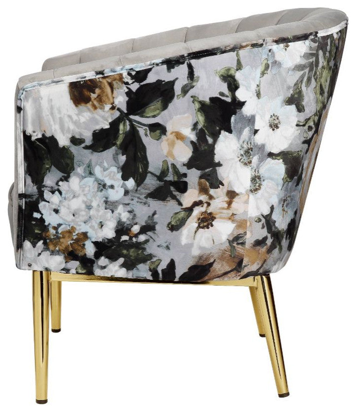 Acme Colla Accent Chair Gray Velvet and Gold