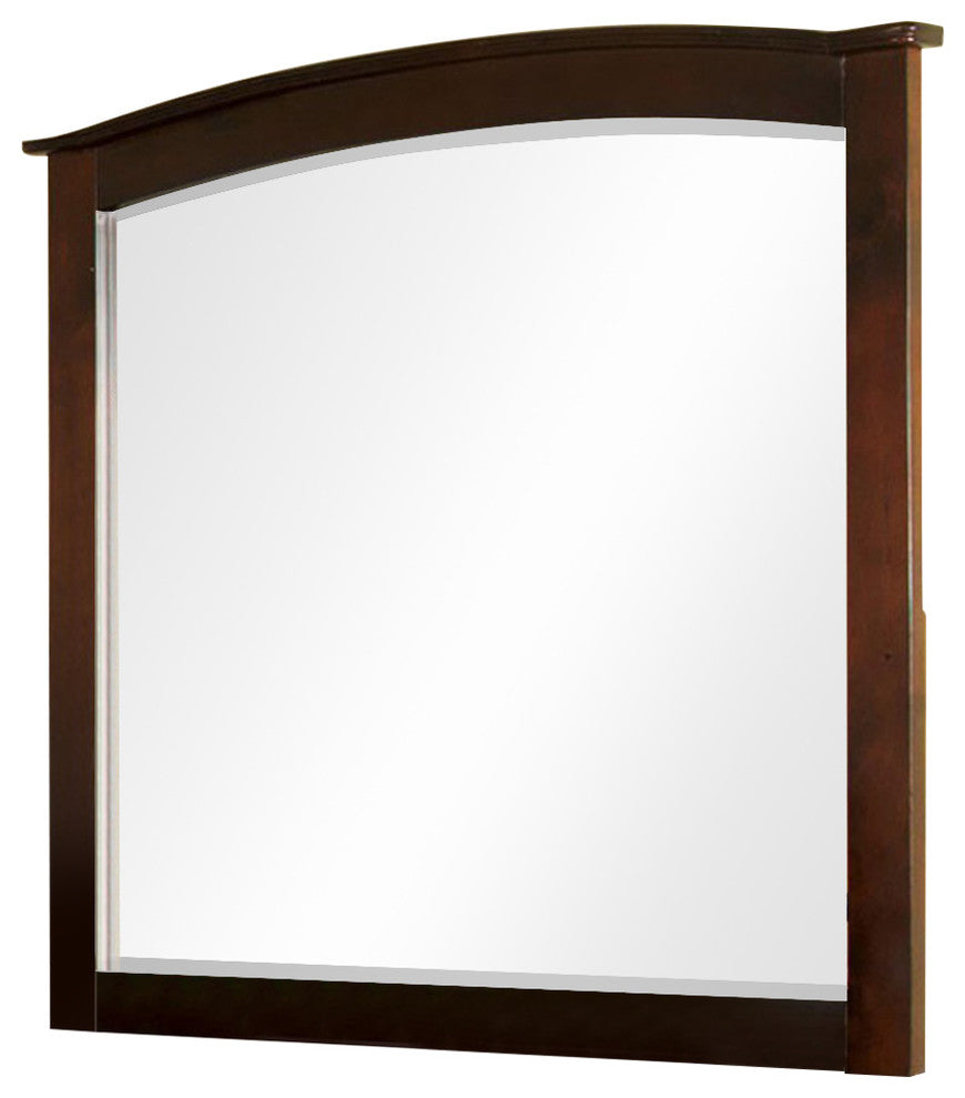 BM123582 Crest View Contemporary Style Mirror, Brown Cherry