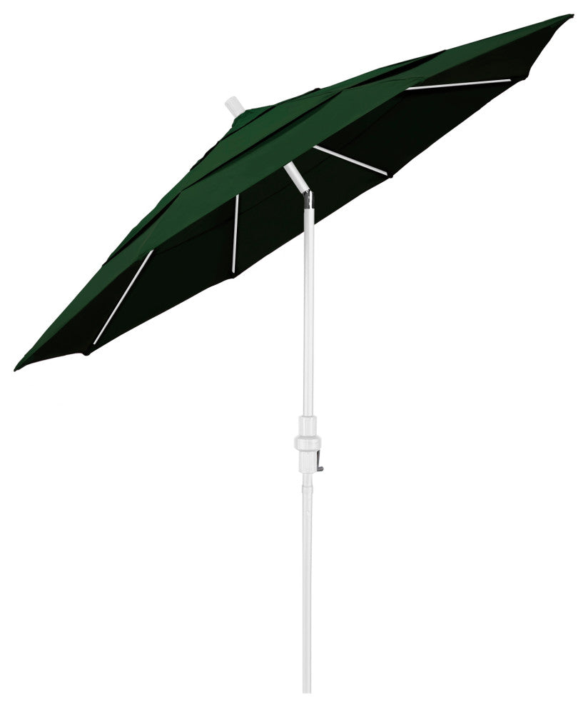 11' Matted White Collar Tilt Lift Fiberglass Rib Aluminum Umbrella, Pacifica, Hunter Green