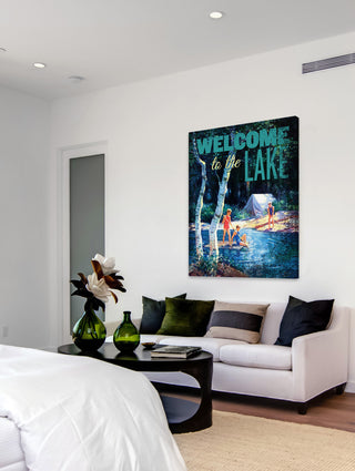 "Welcome to Lake" Painting Print on Wrapped Canvas