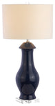 Liberty 31" Ceramic and Crystal Table Lamp, Navy and Clear