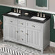 Savino Modern 60" Grey Double Sink Vanity, Black Granite Vanity Top