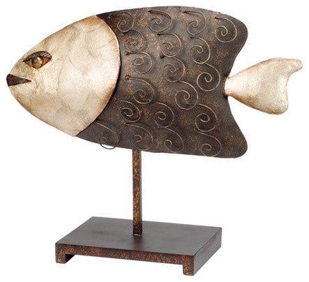 Metal Fish Sculpture on Stand