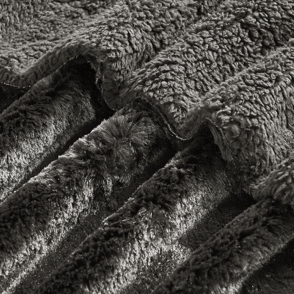 Plain Faux Fur Throw Blanket, Coffee Bean, 60"x80"