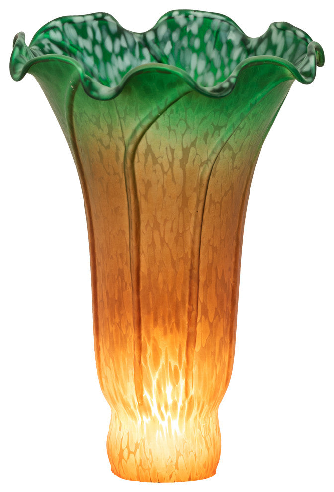 Meyda lighting 10192 4"W X 6"H Amber/Green Pond Lily Shade