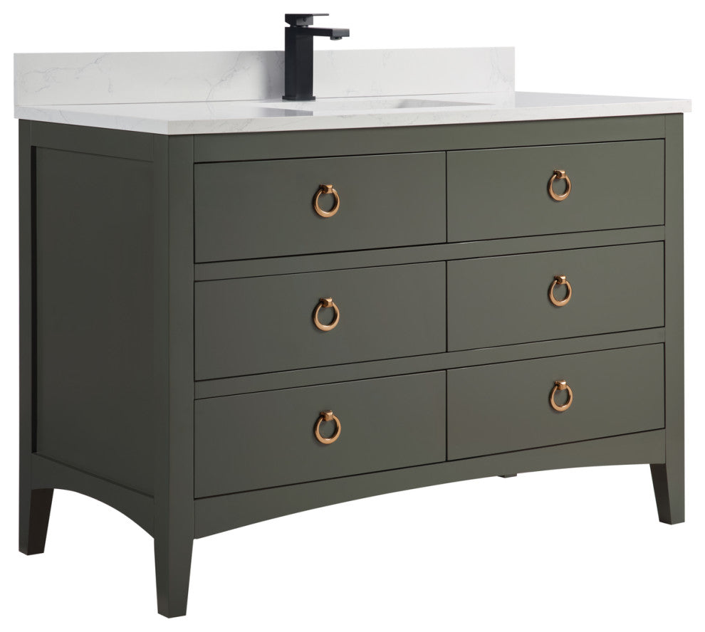 Legion Furniture WS2518 Series Bathroom Sink Vanity, Pewter Green, 48", Artificial Stone Top, Single Sink