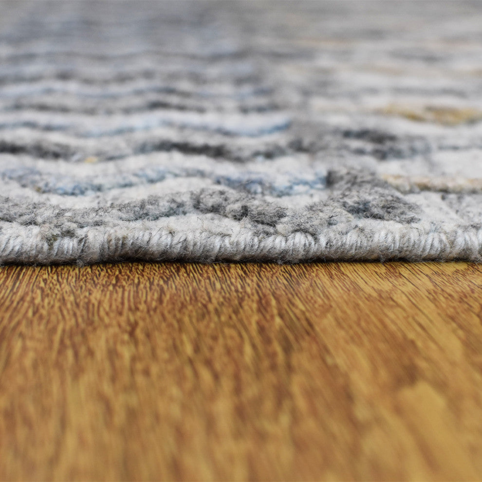 HAND WOVEN FLAT WEAVE KILIM POLYESTER RUG-Rectangle,Gray Multicolor,Contemporary, [Rectangle] 4'x6'