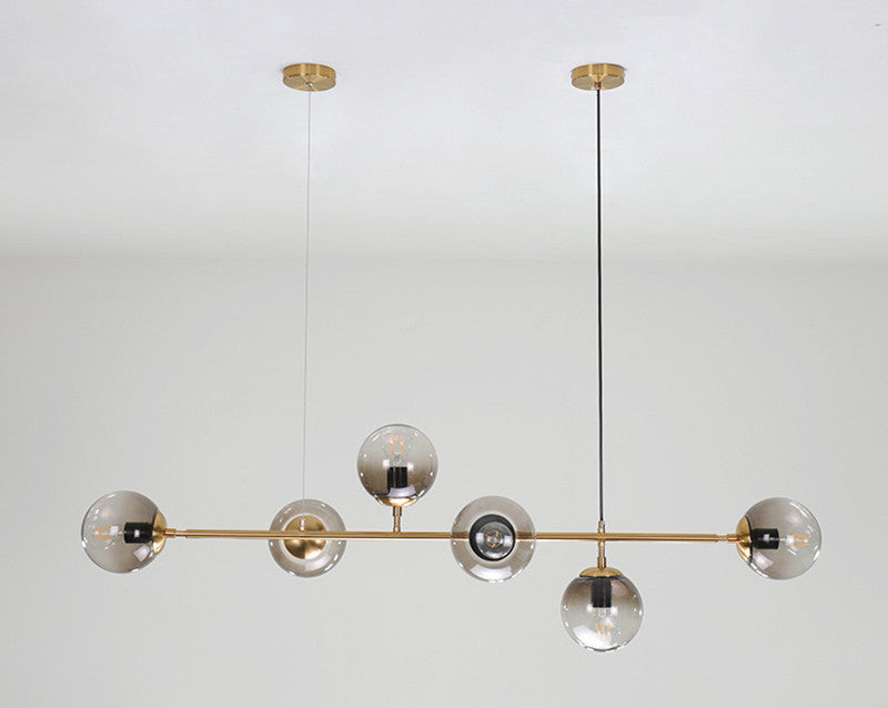 Igliano | Creative LED Pendant Light in the Shape of Glass Ball for Dining Room, Gold, Smoky Glass, Warm Light