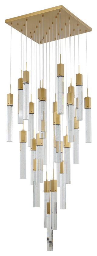 25-Light Gold Stainless Steel Chandelier With Crystals