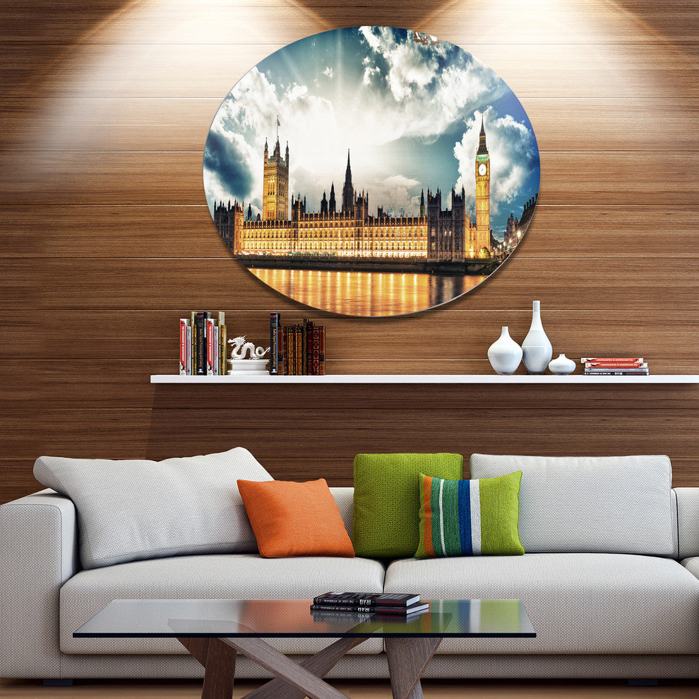 Big Ben And House Of Parliament, Cityscape Wall Round Wall Art, 11"