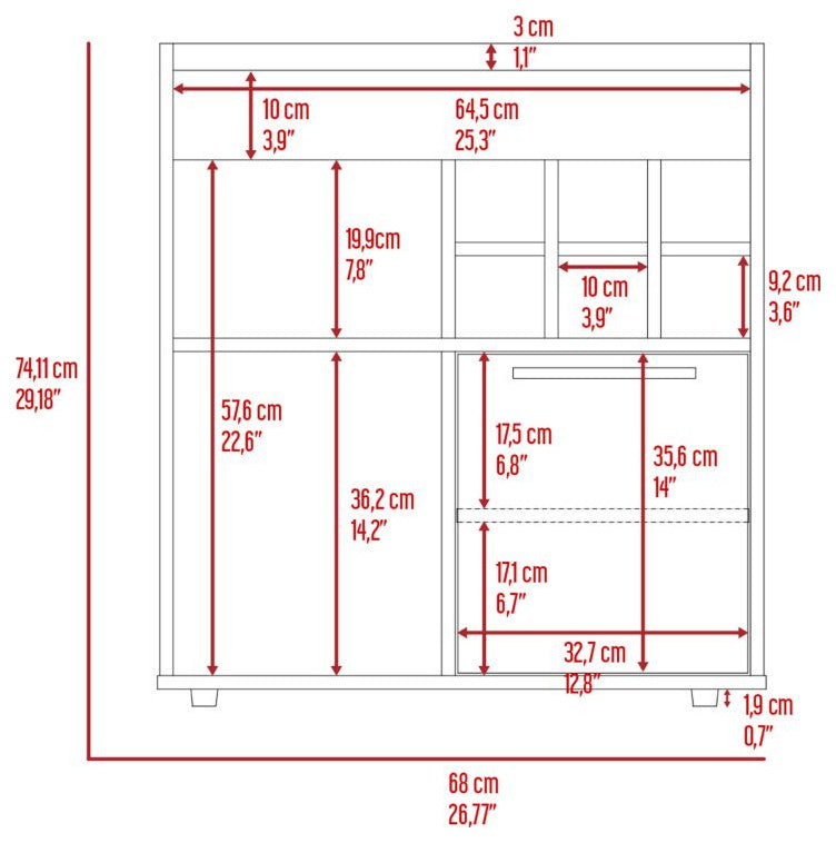 DEPOT E-SHOP Pasadena Bar Cabinet With Divisions