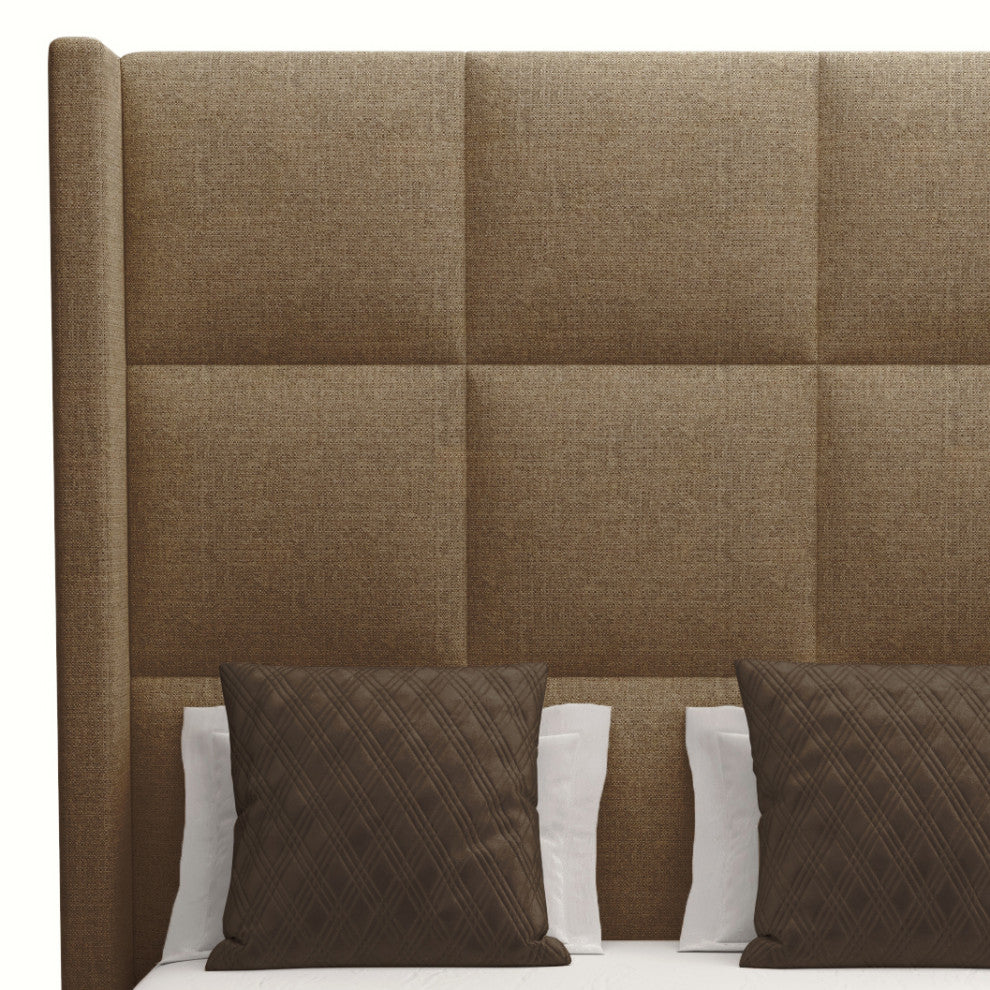 Nativa Interiors Aylet Square Tufted Bed, Brown, King, High 87"