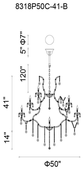 Maria Theresa Up Chandelier, 50"
