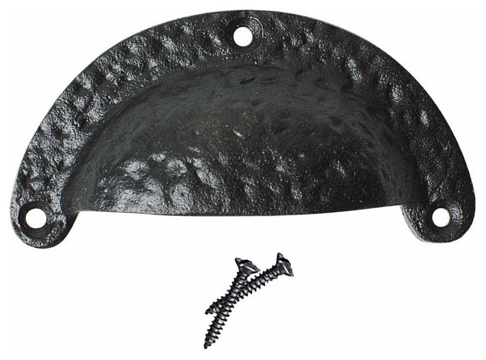 Renovators Supply Black Wrought Iron Cabinet Drawer Cup Bin Pull Cabinet Knobs