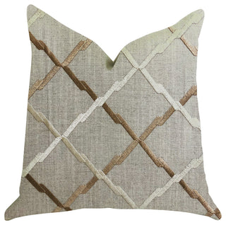 Urban Square Brown and Beige Luxury Throw Pillow, 12"x25"