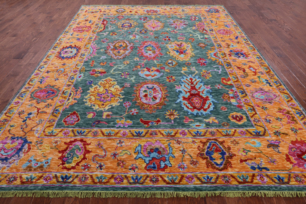 9' 5" X 12' 1" Turkish Oushak Hand Knotted Wool Rug - Q14857