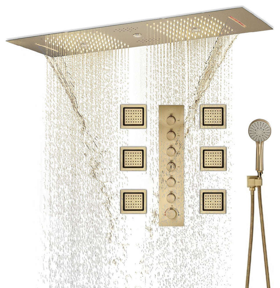 LED Mist Shower System With Hand Shower, Style C - Remote Control Light