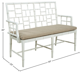 Belleville Mahogany Upholstered Settee, Cream