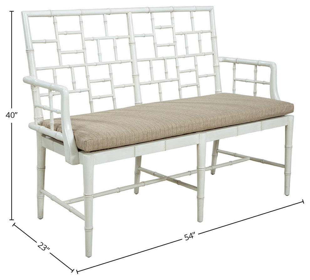 Belleville Mahogany Upholstered Settee, Cream