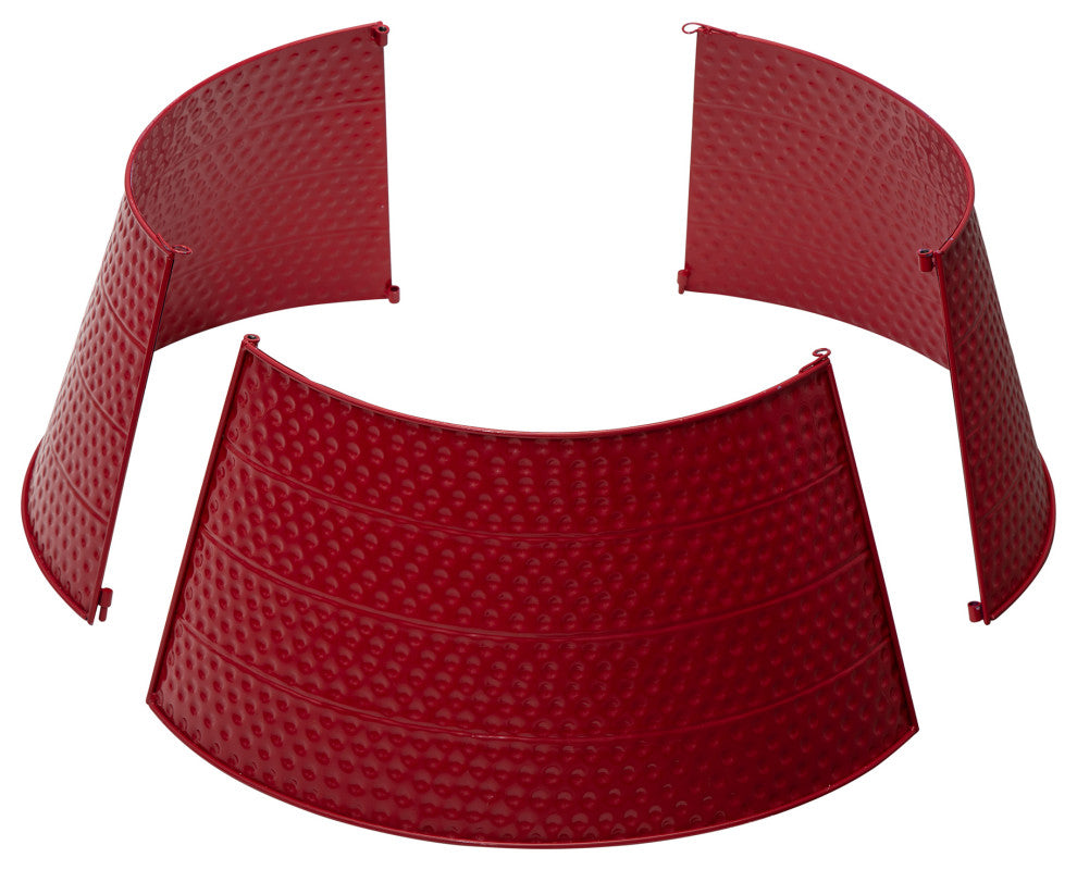 Red Hammered Metal Tree Collar, 22"D
