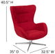 Red Fabric Swivel Wing Chair