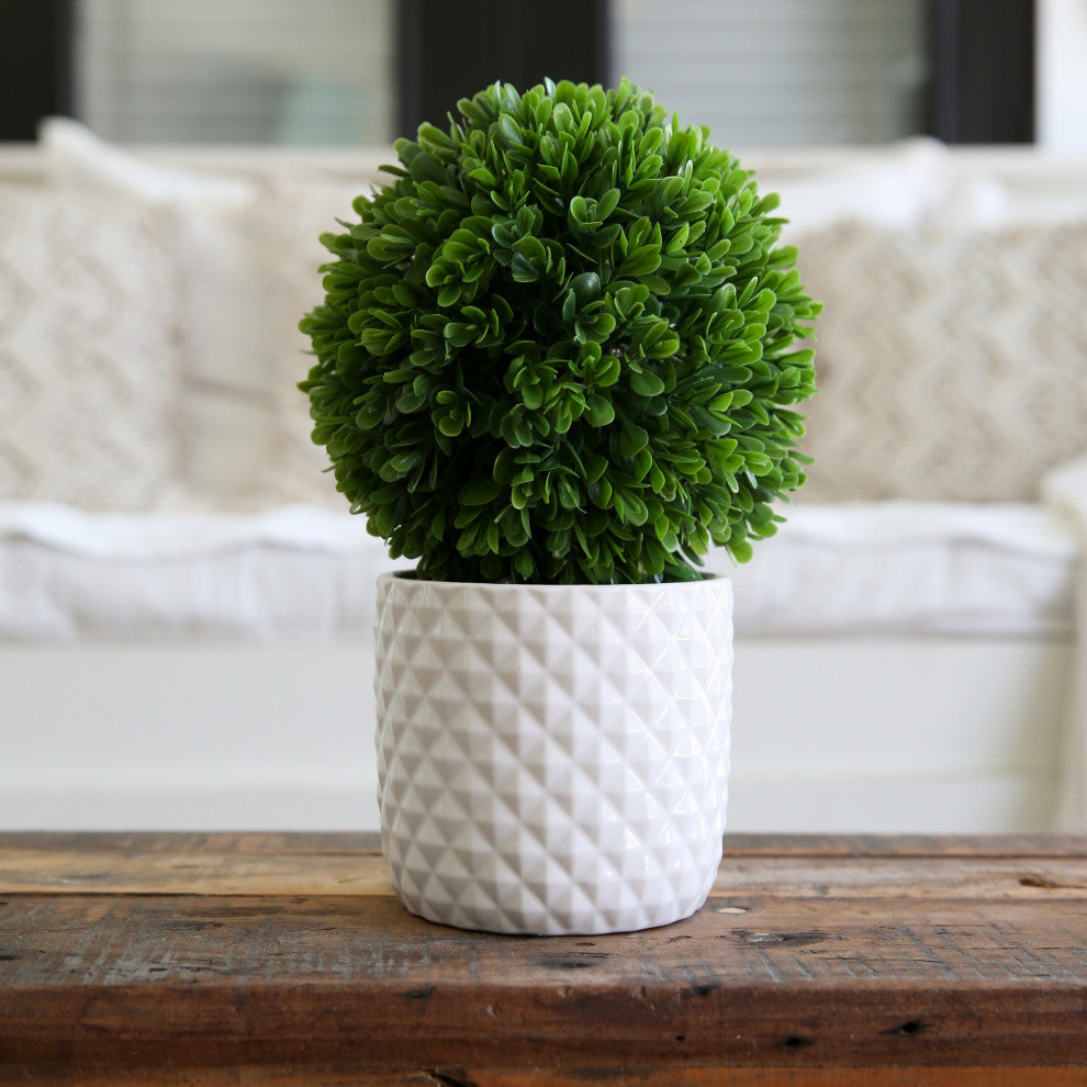 10in. Artificial Boxwood Topiary Plant with Decorative Planter