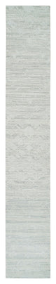 Ivory and Light Gray Hand Spun Undyed Natural XL Runner Oriental Rug 2'6"x16'