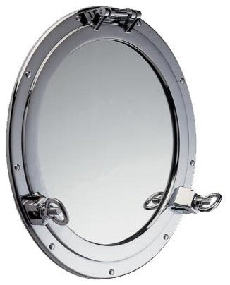 Heavy Duty Solid Brass Porthole Mirror by Shiplights for Interior/Exterior Use, Polished Chrome, 11.8" Diameter