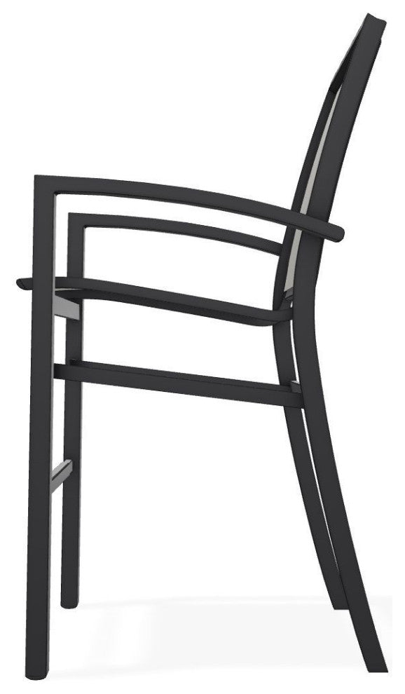 Kendall Sling Bar Height Stackable Outdoor Stool, Smoke/Black
