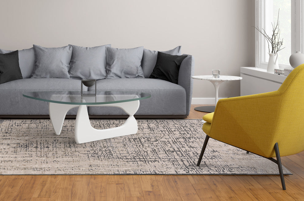 Weave & Wander Alexander Contemporary Watercolor Rug, Silver/Gray, 10'x13'2"