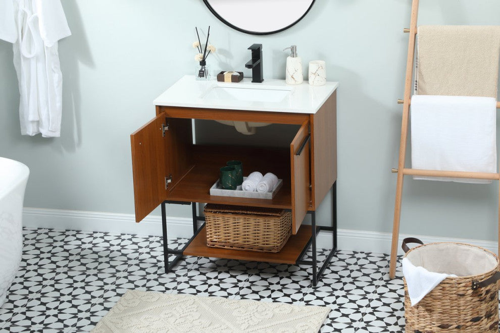 Sue 30" Single Bathroom Vanity, Teak