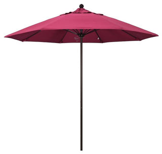 9' Venture Series Patio Umbrella With Sunbrella 2A Hot Pink Fabric, Bronze