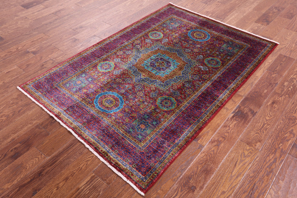 3' 11" X 5' 9" Mamluk Geometric Hand-Knotted Wool Rug - Q12262