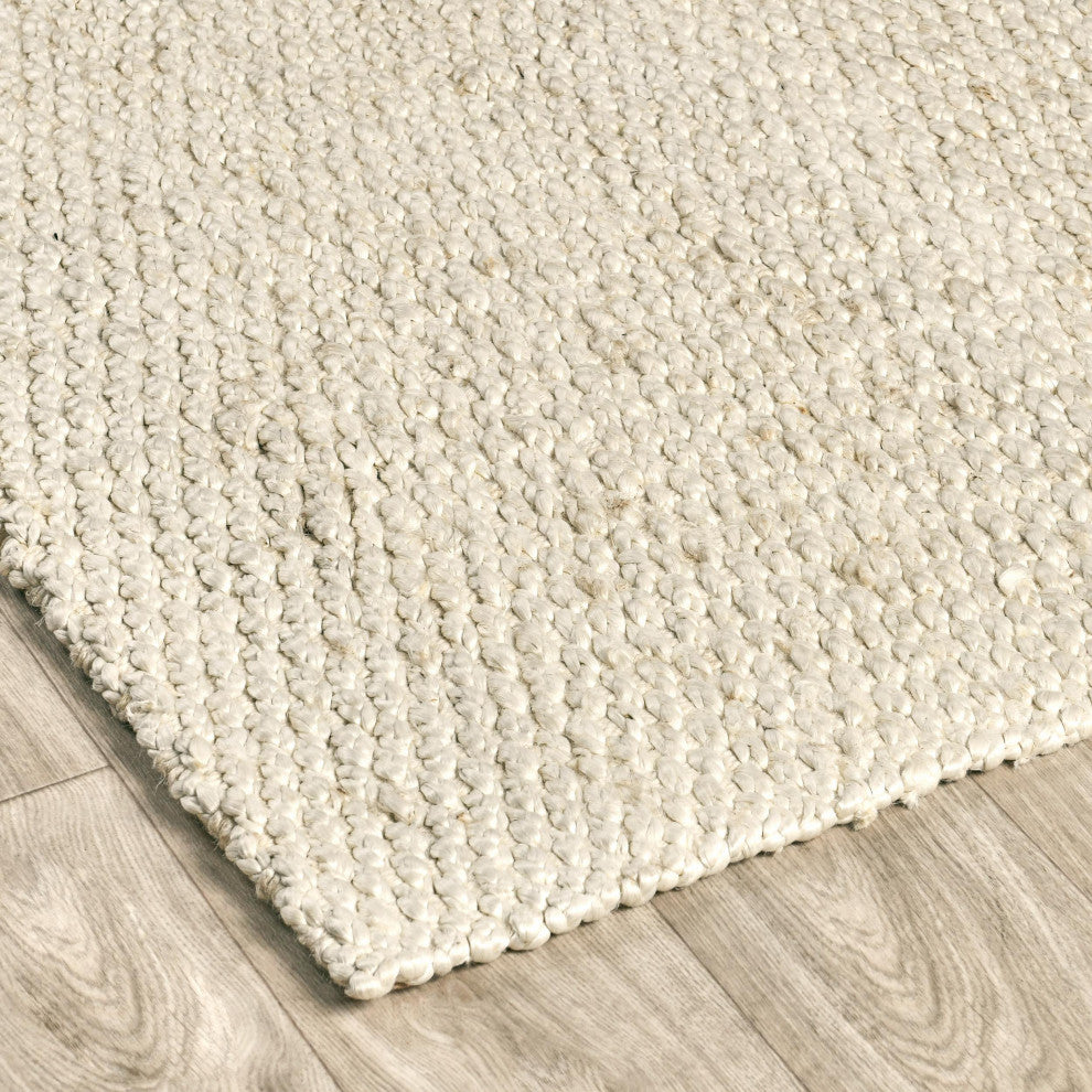 Santa Cruz Jute Handwoven Accent Rug, Ivory, 5x8