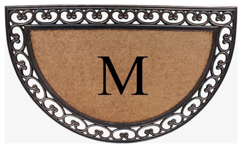 A1HC Natural Coir Monogrammed Door Mat For Front Door, 30"x48", M