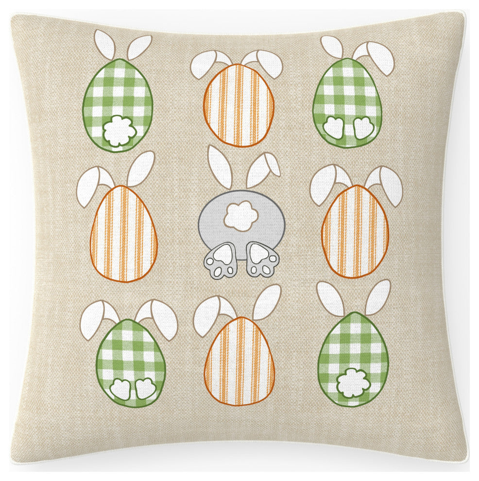 Outdoor/Indoor Easter Hello Spring Natural 18" Throw Pillow