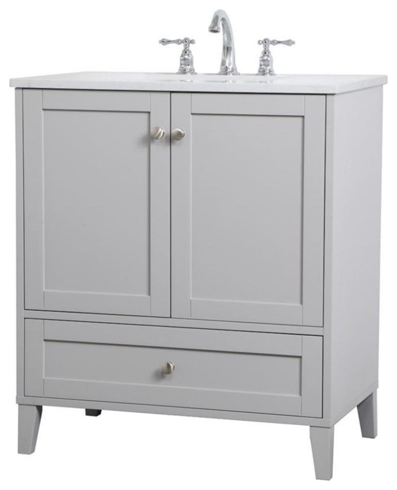 Elegant Decor Sommerville 30" Single Quartz Top Bathroom Vanity in Gray