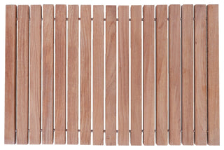 Nordic Style Teak Wood Natural Shower String Mat w/ Rubber Feet 23.62" x 15.75"