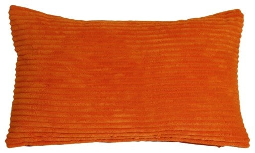 Pillow Decor - Wide Wale Corduroy 12 x 20 Throw Pillows, Dark Orange