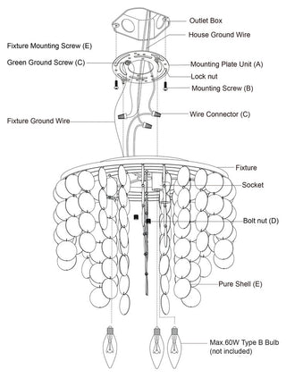 Elsa Capiz Shell 16-In. 3 Light Flush Mount Natural Brass