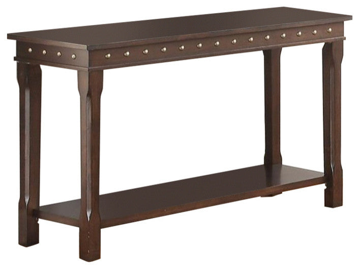 Rectangular Console Table With Bottom Shelf, Brown