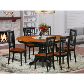 Keni7-Bch-W, 7-Piece Dining Set, Table and 6 Wooden Kitchen Chairs