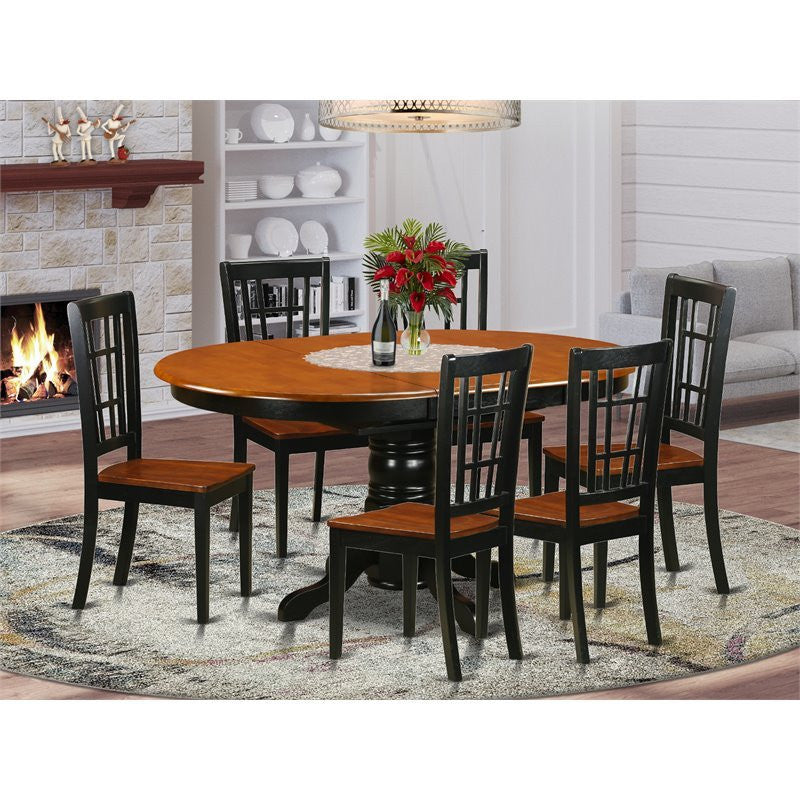 Keni7-Bch-W, 7-Piece Dining Set, Table and 6 Wooden Kitchen Chairs